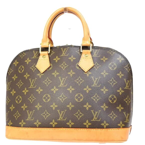 LOUIS VUITTON LV Logo Alma Hand Bag Monogram Leather Brown France M51130 73RJ880 - Picture 1 of 16